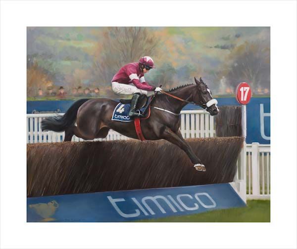 Don Cossack. An equine, equestrian, racehorse and horse wall art canvas print of Don Cossack and jockey Bryan Cooper winning the Cheltenham Gold Cup at the Cheltenham Festival by Jacqueline Stanhope. Signed limited edition.