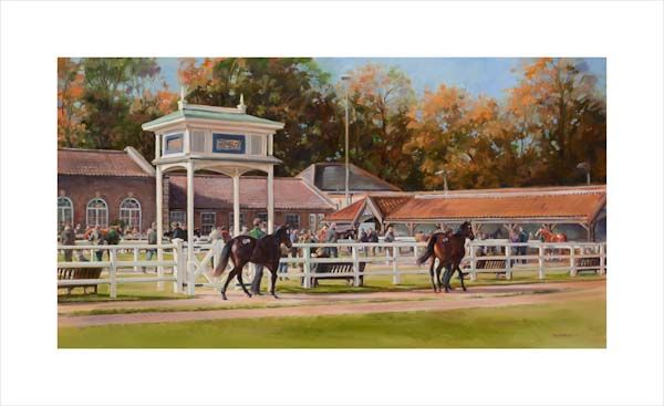 An equine, equestrian and horse wall art canvas print of horses at Tattersalls Sales, Newmarket by Jacqueline Stanhope. Signed limited edition.