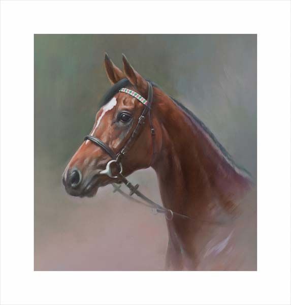 Enable. An equine, equestrian, racehorse and horse wall art canvas print of Epsom Oaks and Arc de Triomphe winner Enable by Jacqueline Stanhope. Signed limited edition.
