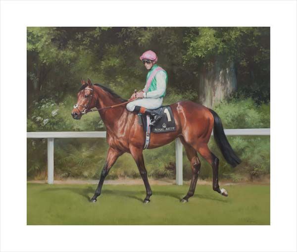 An equine, equestrian, racehorse and horse wall art canvas print of Kingman and jockey James Doyle by Jacqueline Stanhope. Signed limited edition.