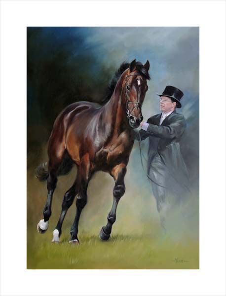 An equine, equestrian, racehorse and horse wall art canvas print of Ascot Gold Cup winner Yeats and trainer Aidan O'Brien by Jacqueline Stanhope. Signed limited edition.